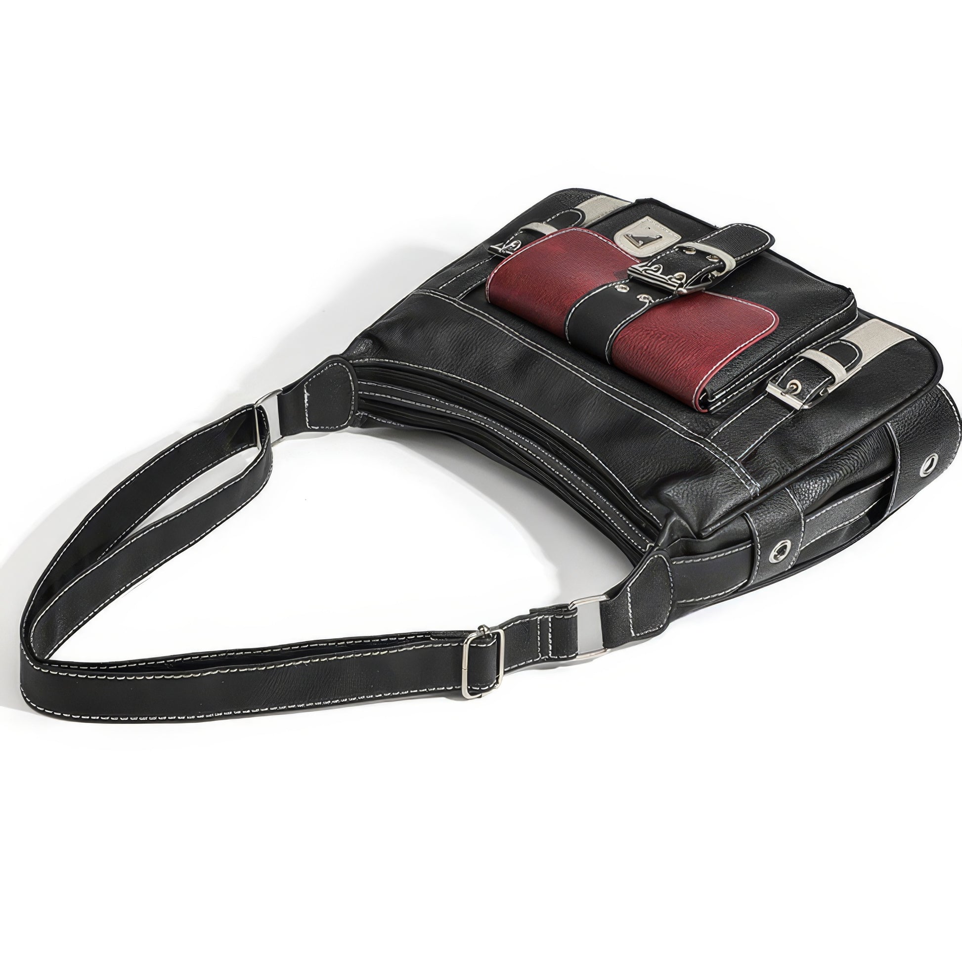 Colorblock Buckle Strap Shoulder Bag