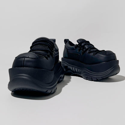 Black Chunky Mesh Platform Sneakers