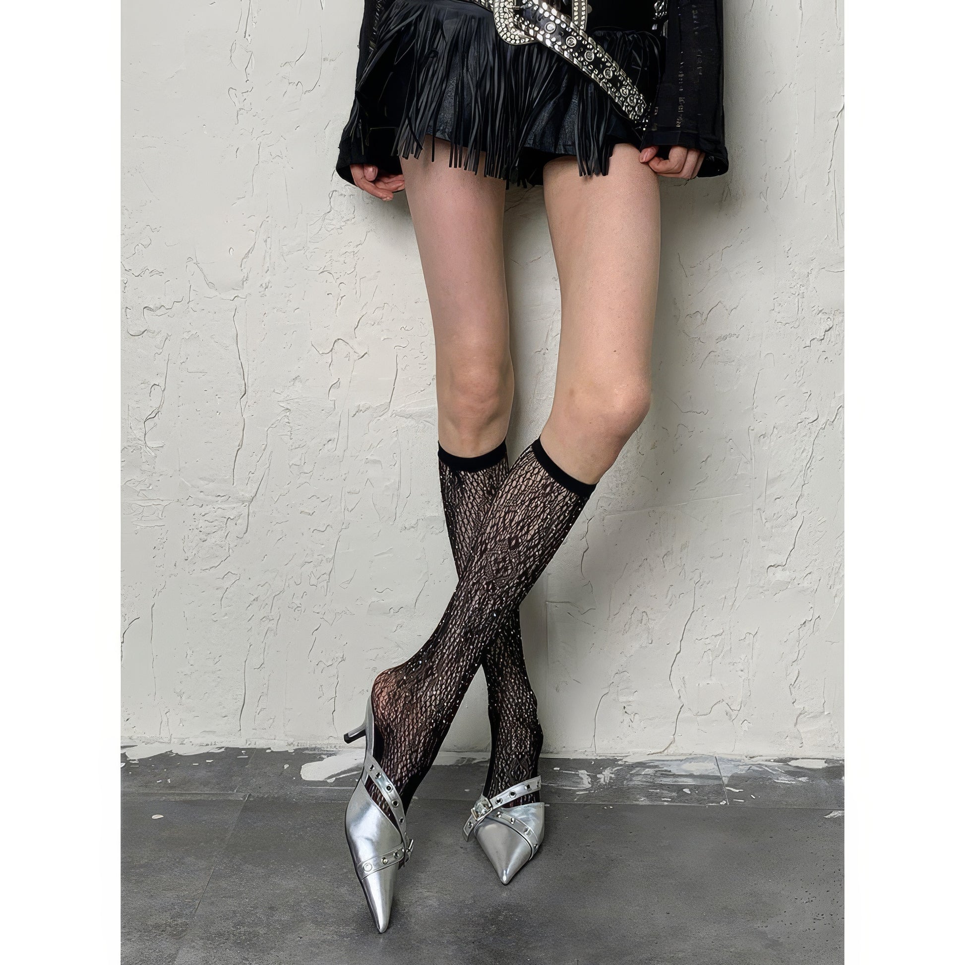 Glitter Mesh See-Through Socks