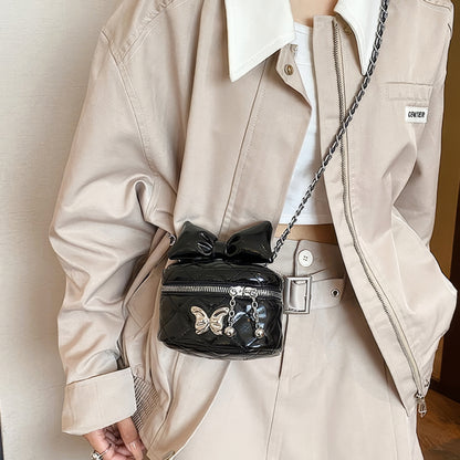 Quilted Bow Chain Mini Crossbody Bag