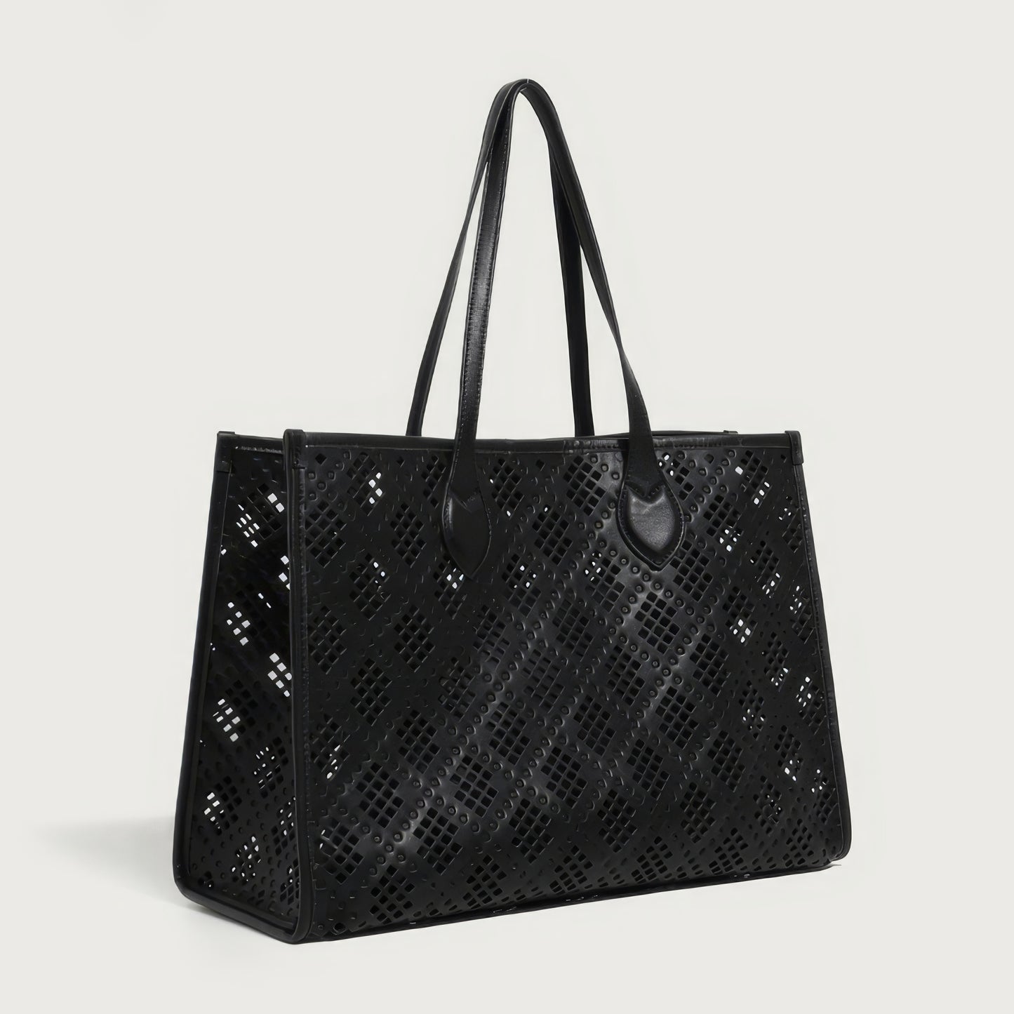 Geometric Cutout Oversized Faux Leather Tote