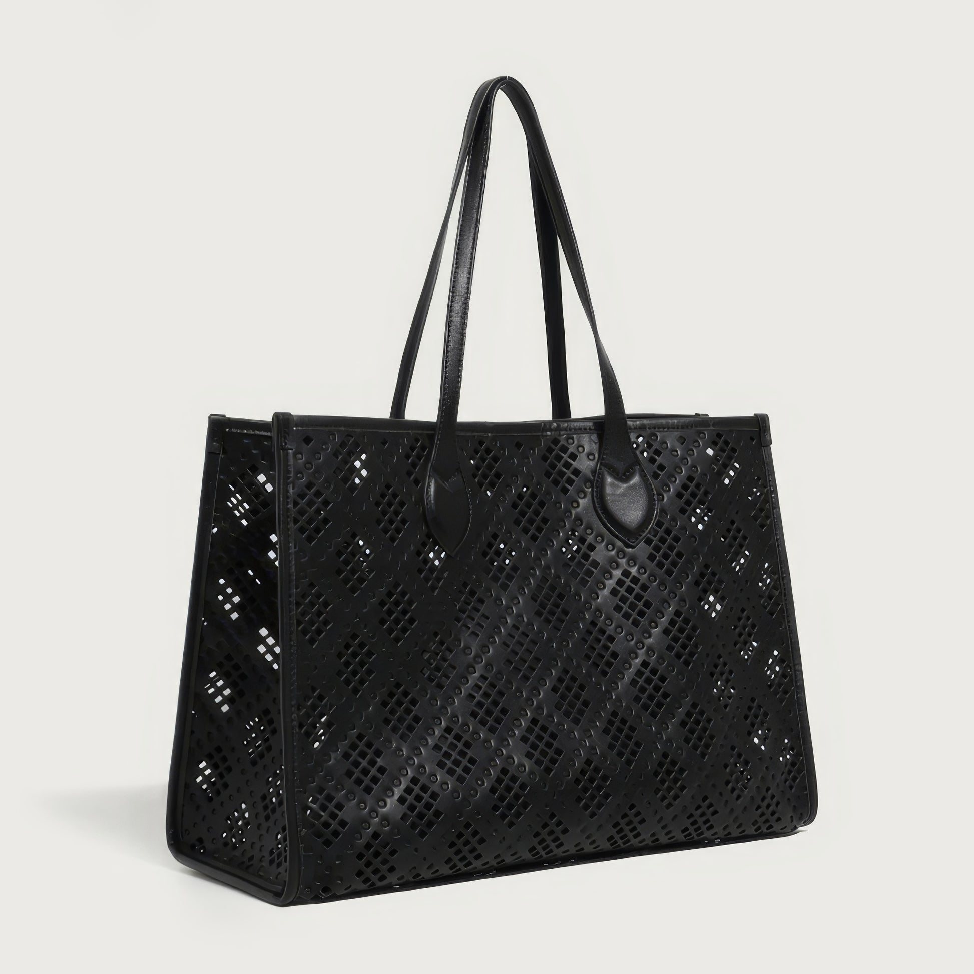 Geometric Cutout Oversized Faux Leather Tote