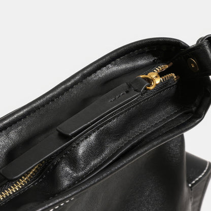 Soft Pocket Detail Faux Leather Shoulder Bag