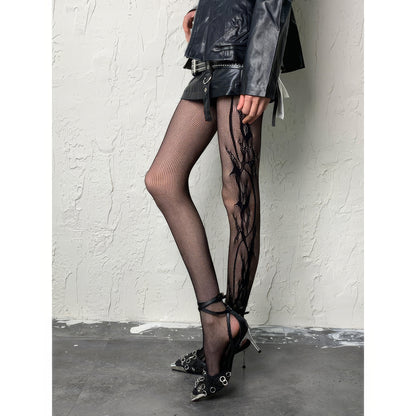 Branch Pattern Sheer Mesh Tights