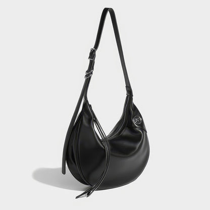 Curved Faux Leather Crescent Shoulder Bag