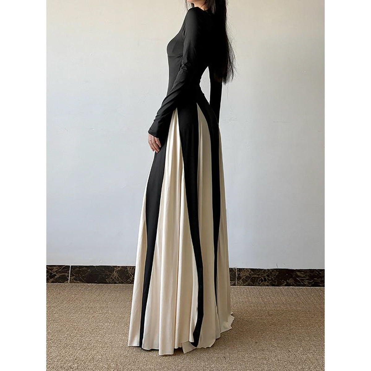 Two-Tone Panel Maxi Dress