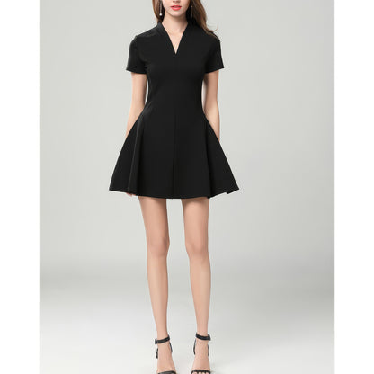 Flared V-Neck Tailored Mini Dress