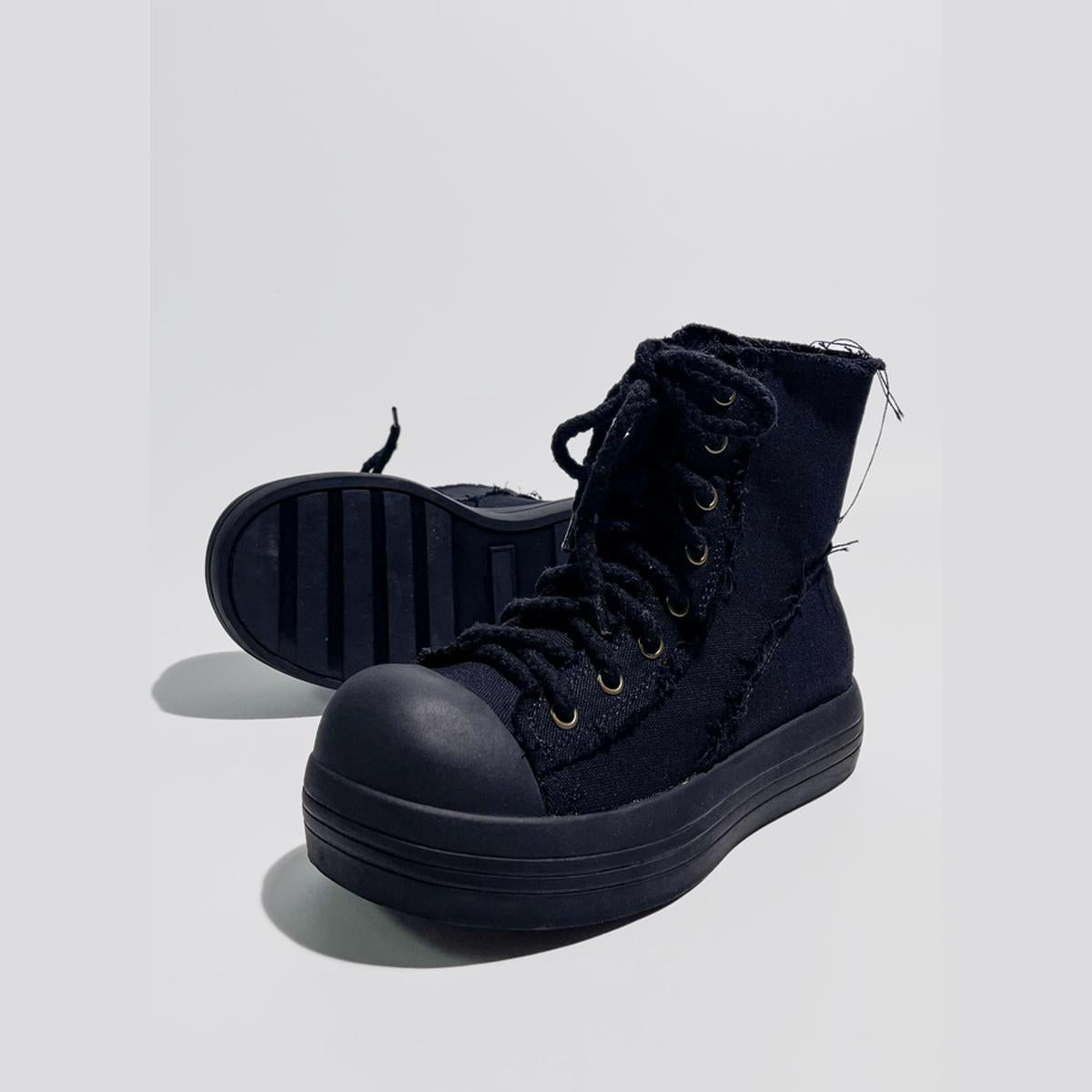 Frayed Canvas Platform Sneakers