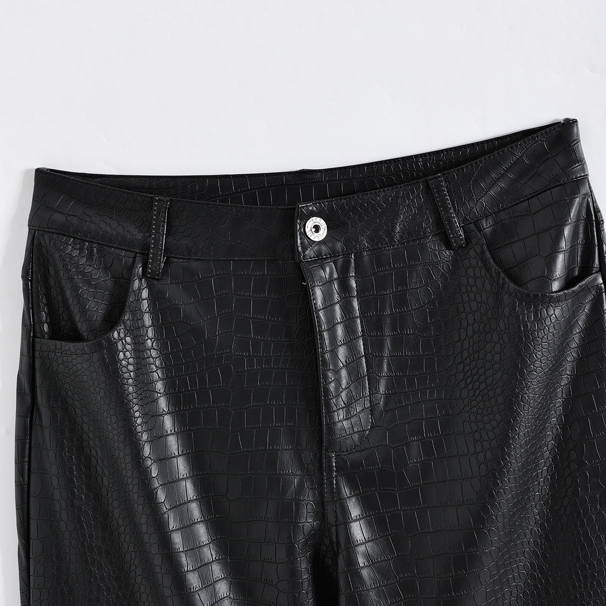 Croc-Embossed Faux Leather Pants