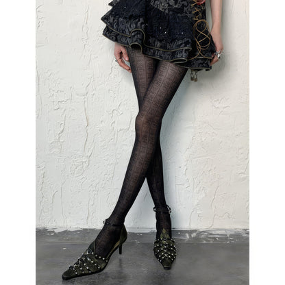 Baroque Floral Pattern Sheer Tights