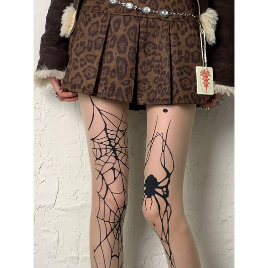 Spider and Web Print Sheer Tights