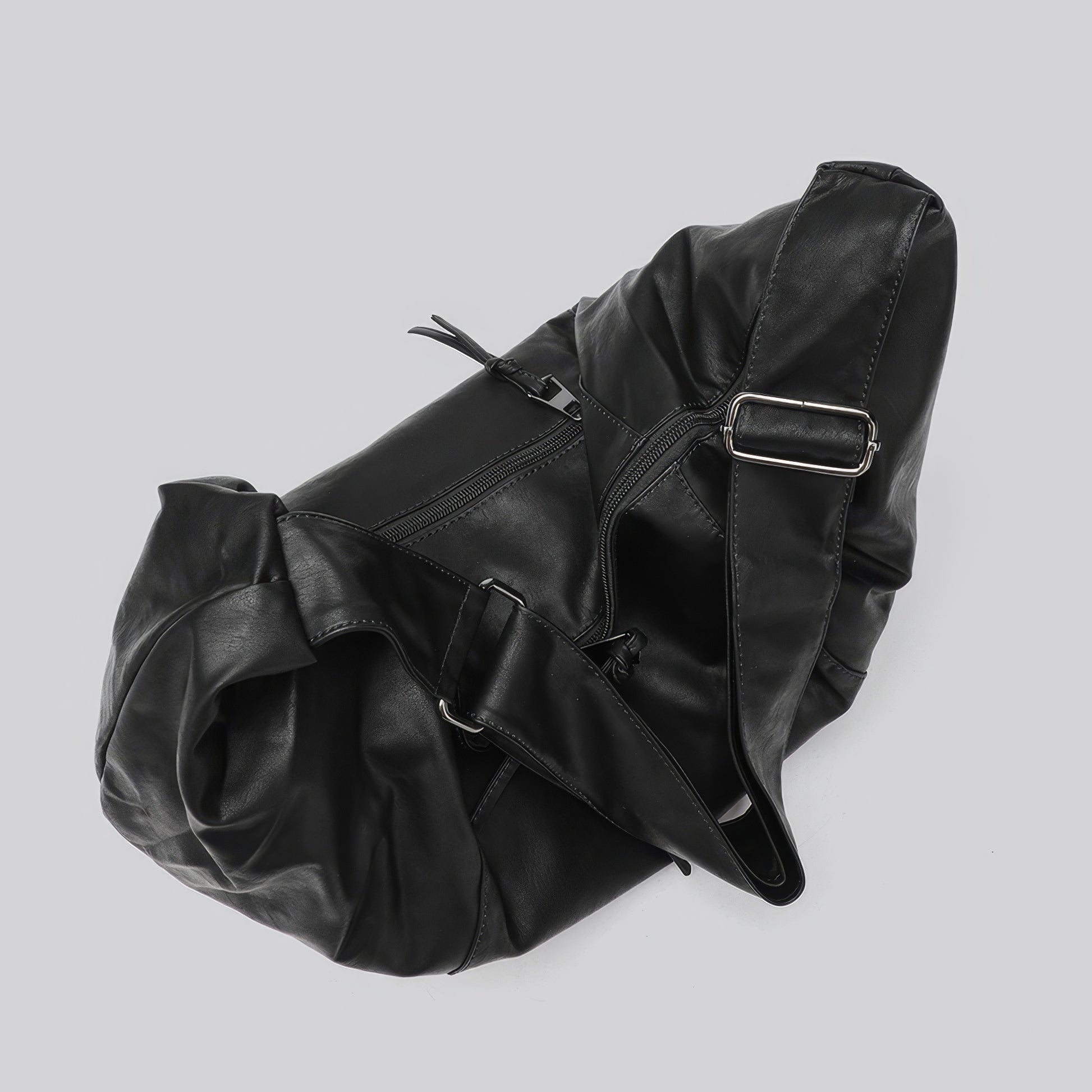 Faux Leather Crescent Zip Shoulder Bag