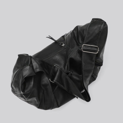 Faux Leather Crescent Zip Shoulder Bag