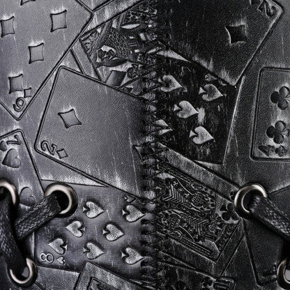 Embossed Card Pattern Lace-Up Top Hat