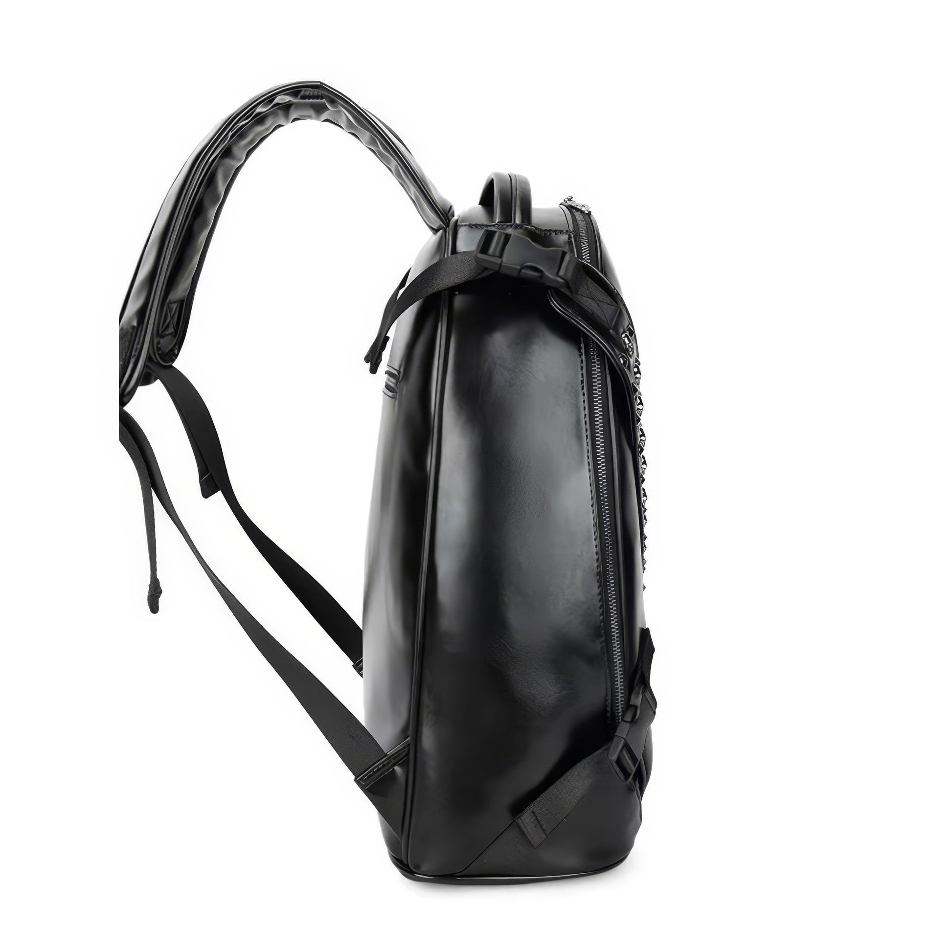 Embossed Skull Studded Leather Backpack
