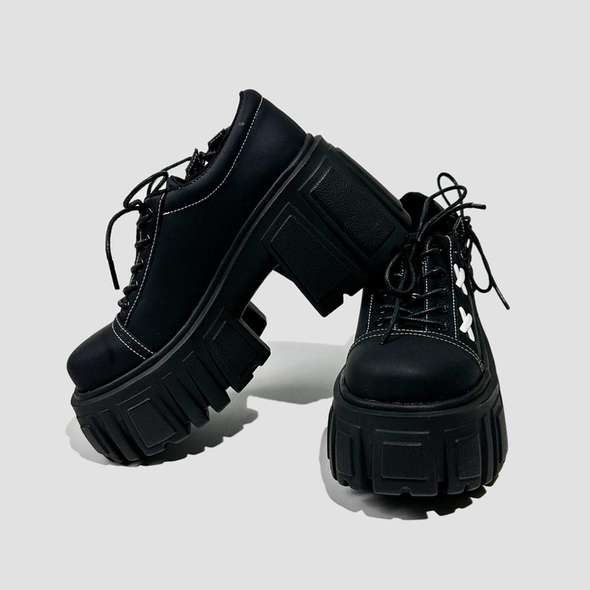 Black Stitch Detail Platform Shoes