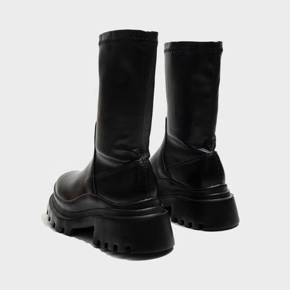 Black Chunky Sole Stretch Boots