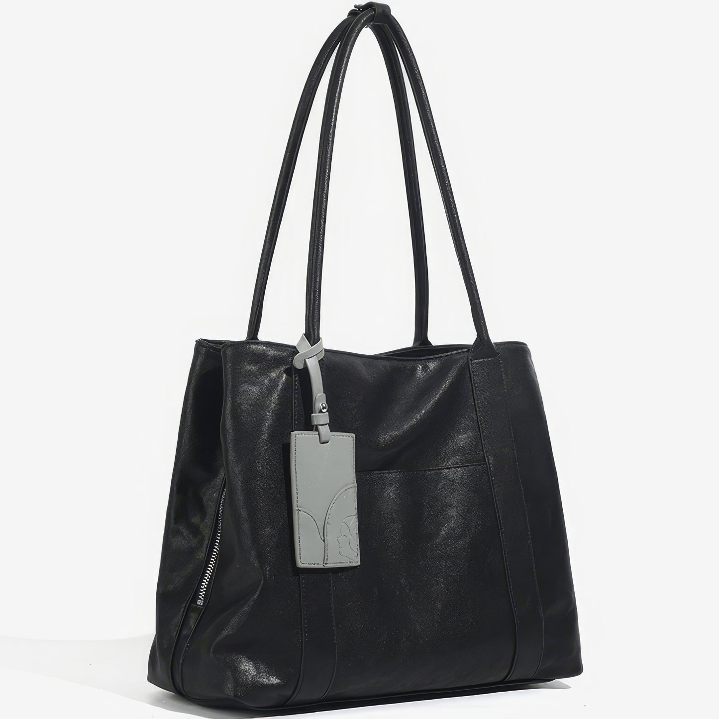 Soft Black Leather Shoulder Tote Bag