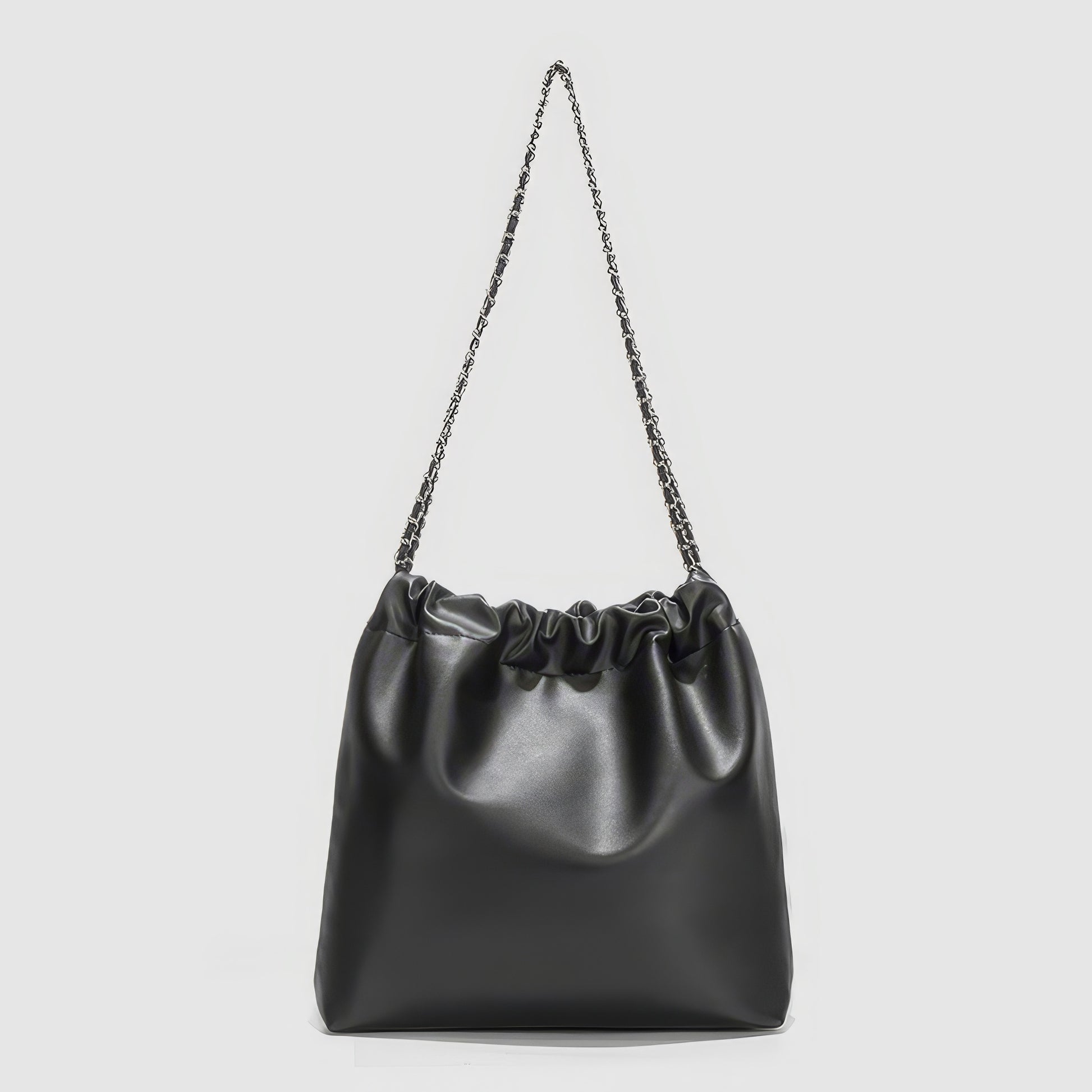 Metallic Studded Drawstring Shoulder Bag