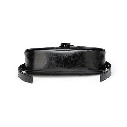 Glossy Buckle Detail Crescent Bag