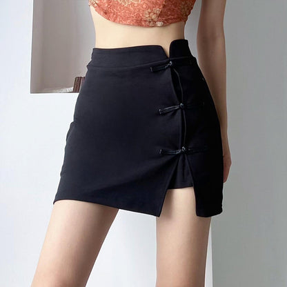 Frog Closure Slit Mini Skirt