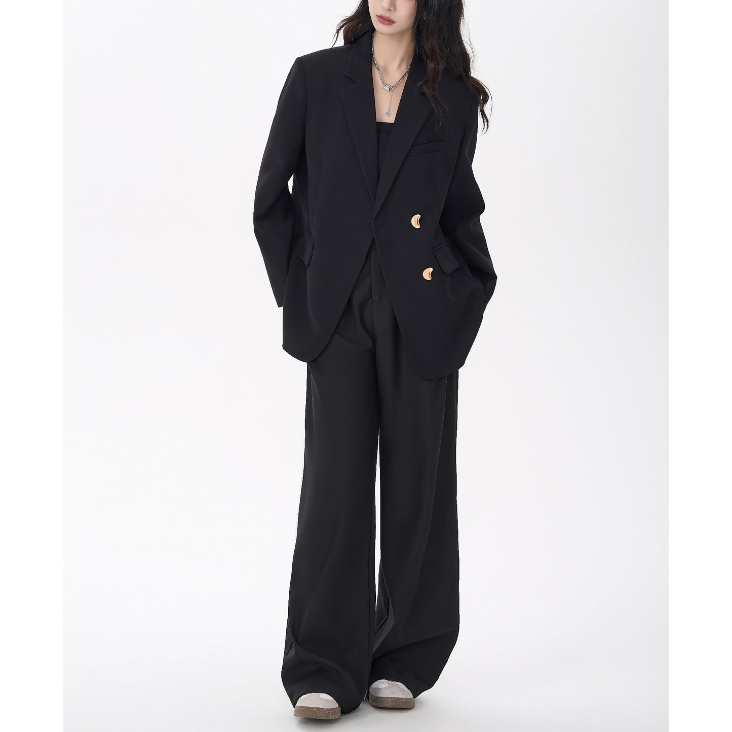 Gold Button Oversized Tailored Blazer
