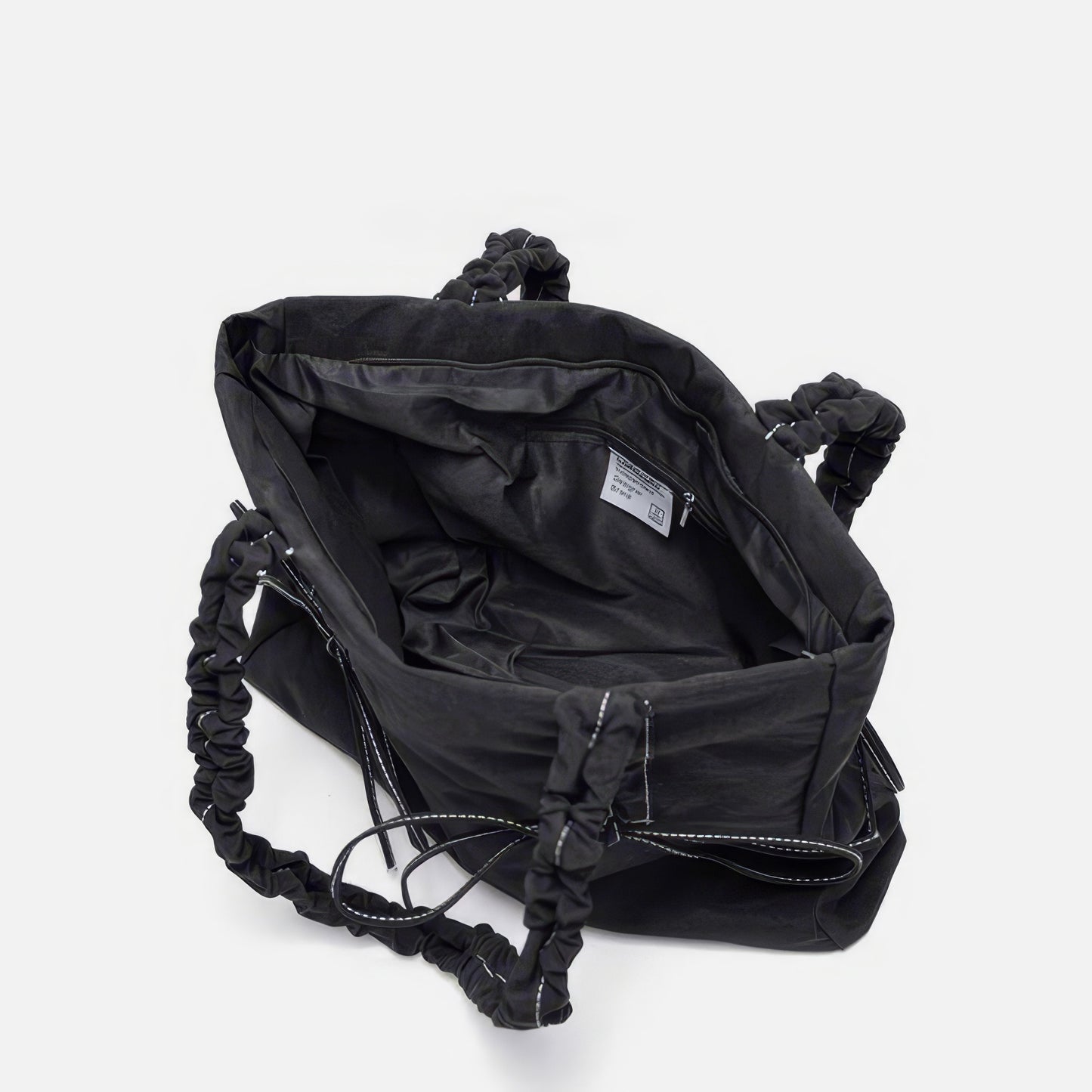 Ruched Handle Contrast Stitch Tote Bag