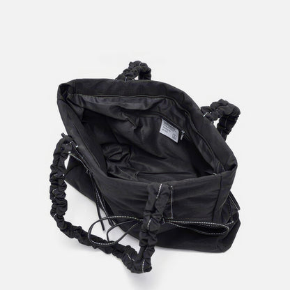 Ruched Handle Contrast Stitch Tote Bag