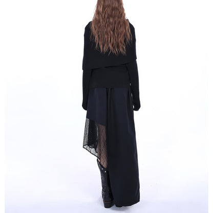 Off Shoulder Layered Knit Top with Studded Cross
