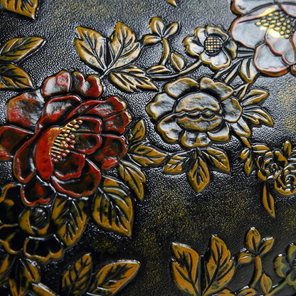 Structured Embossed Floral Shoulder Tote