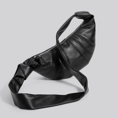 Knotted Crescent Black Shoulder Bag