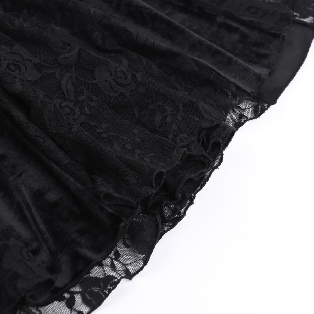 Velvet Lace Panel Long Dress