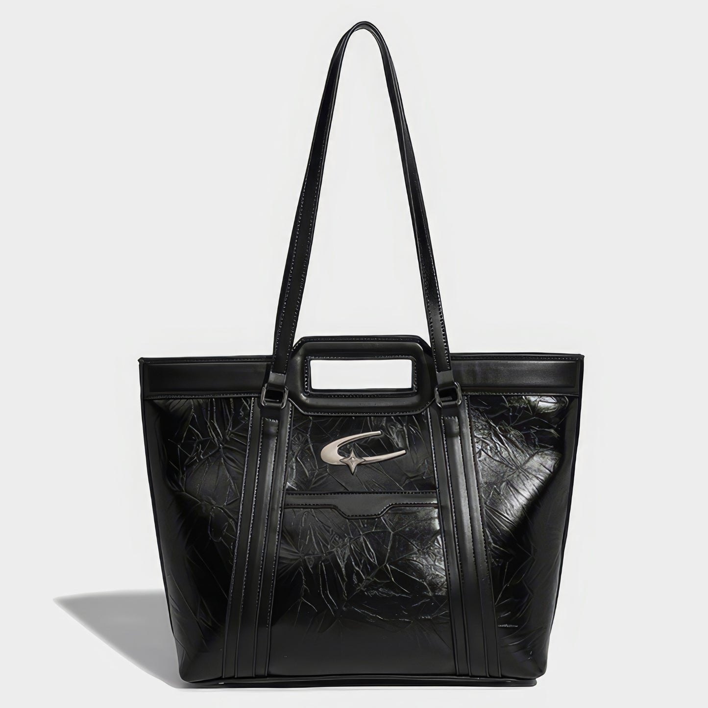 Structured Crinkle Texture Tote Bag