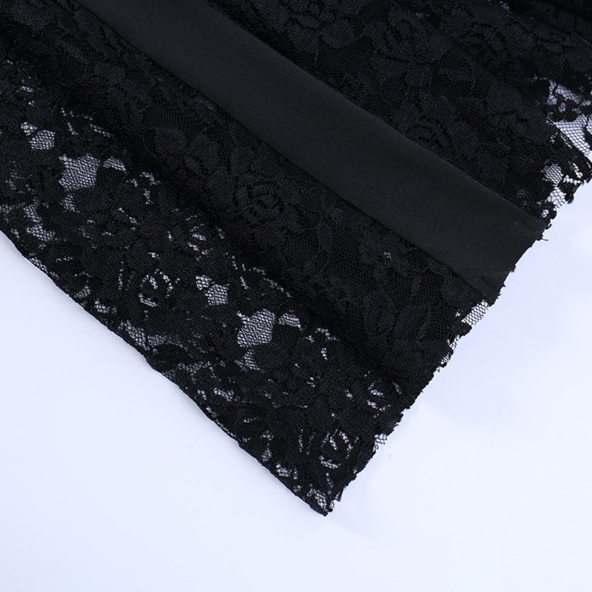 Black Lace Panel Flare Pants