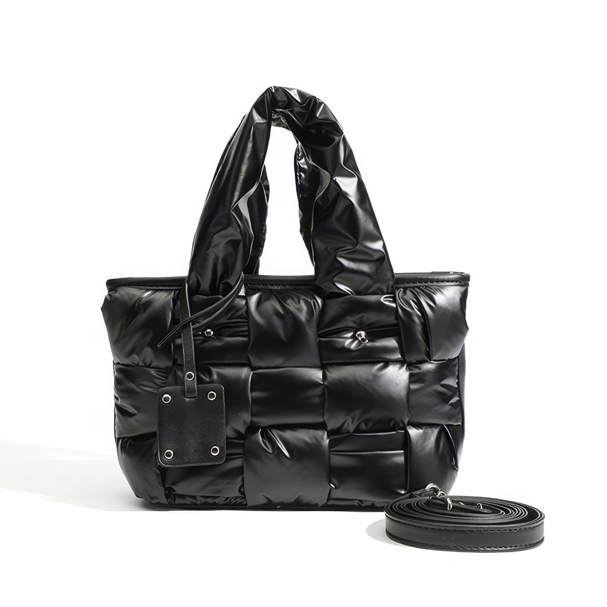 Padded Glossy Quilted Tote Bag