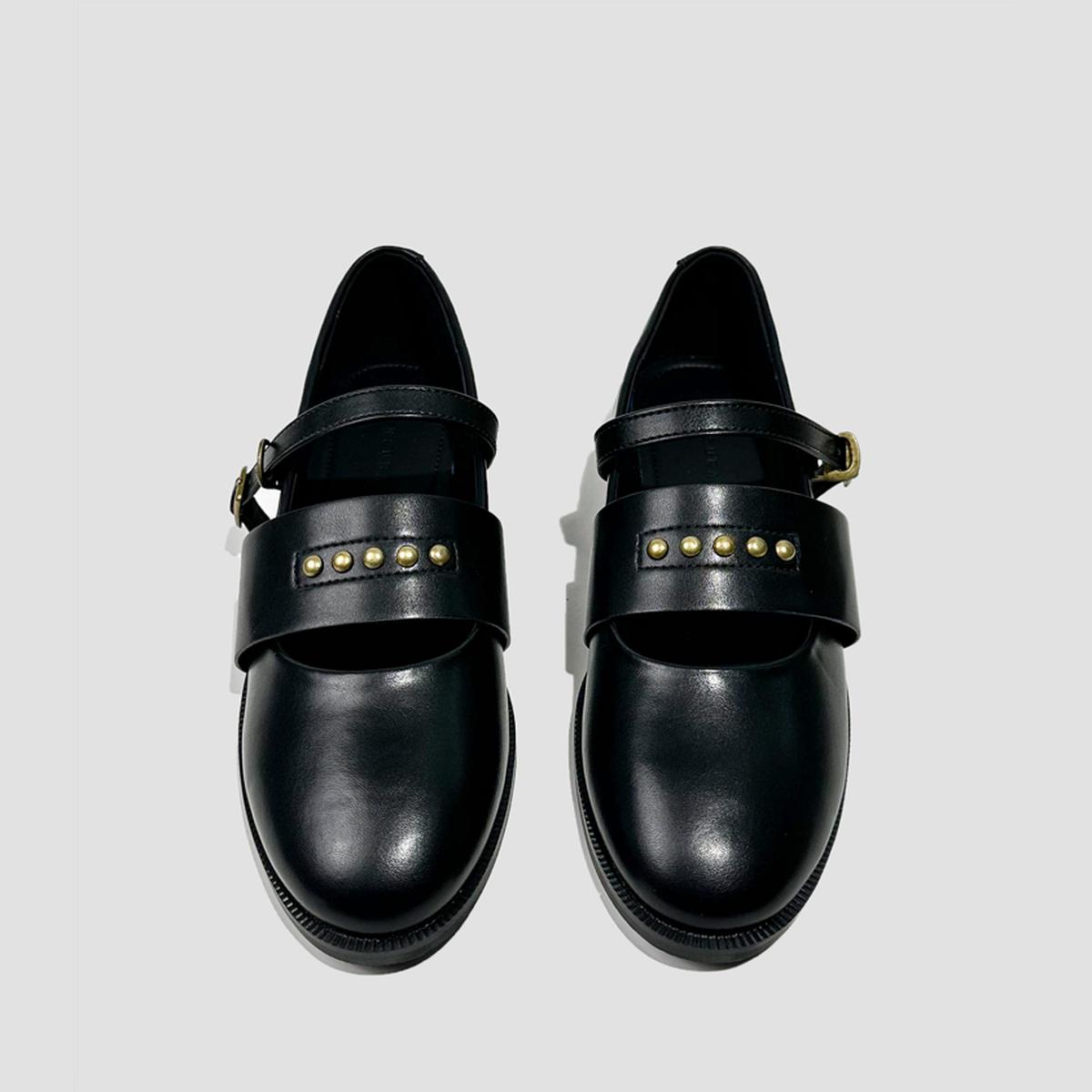 Black Studded Buckle Mary Jane Shoes