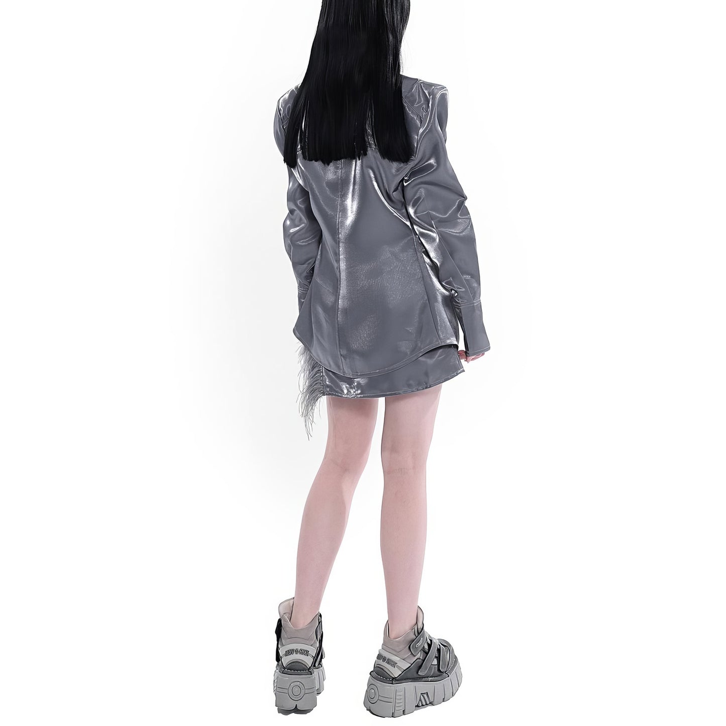 Metal Cross Embellished Satin Shirt