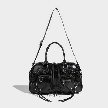 Studded Patent Utility Handbag