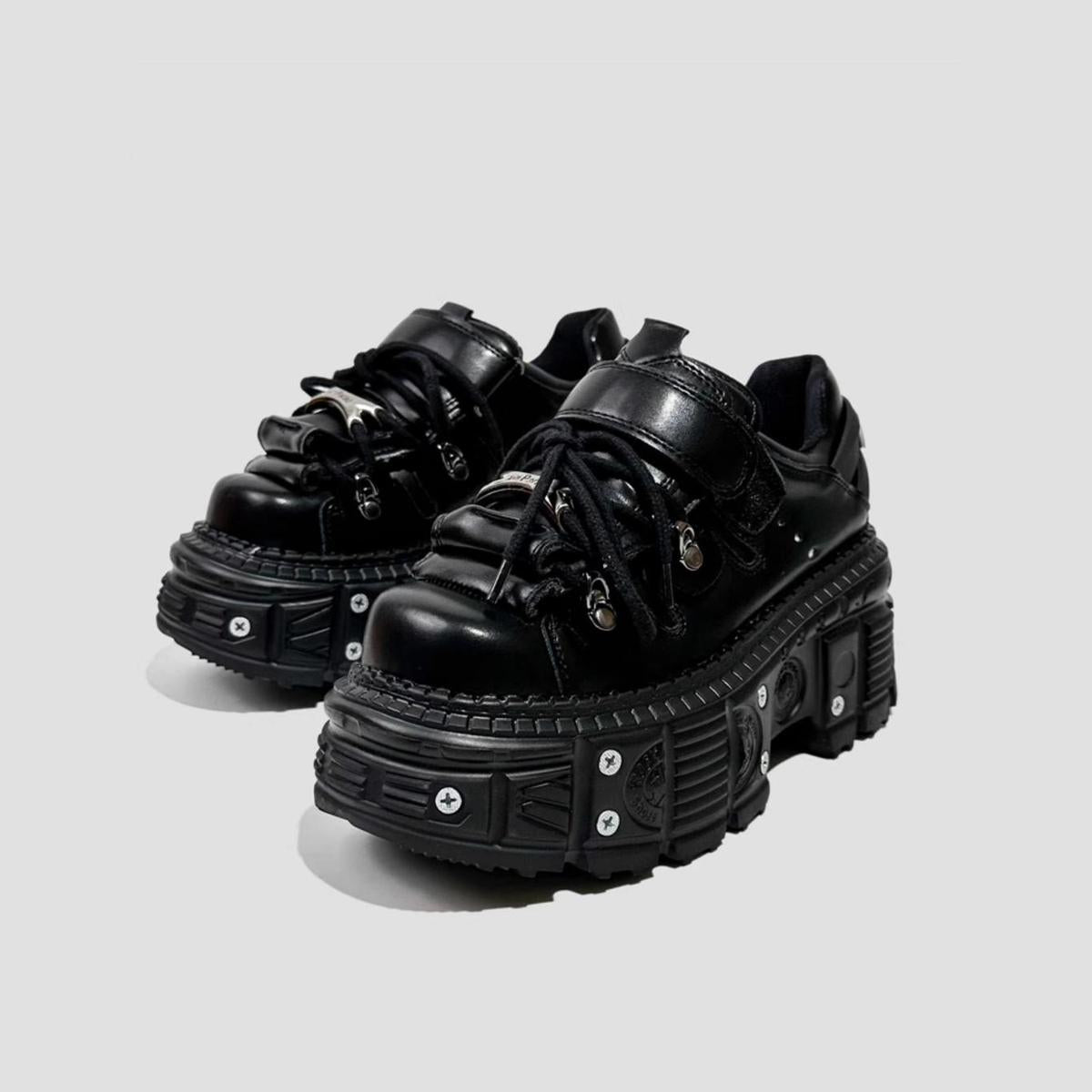 Black Industrial Platform Sneakers