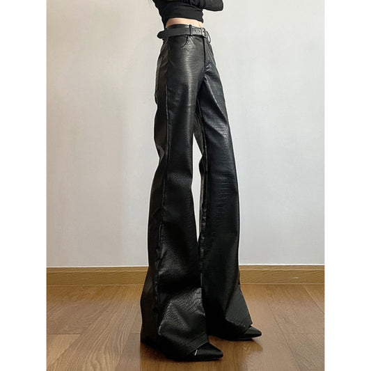 Croc-Embossed Faux Leather Pants