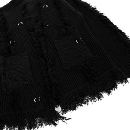 Frayed Edge Eyelet Knit Cardigan