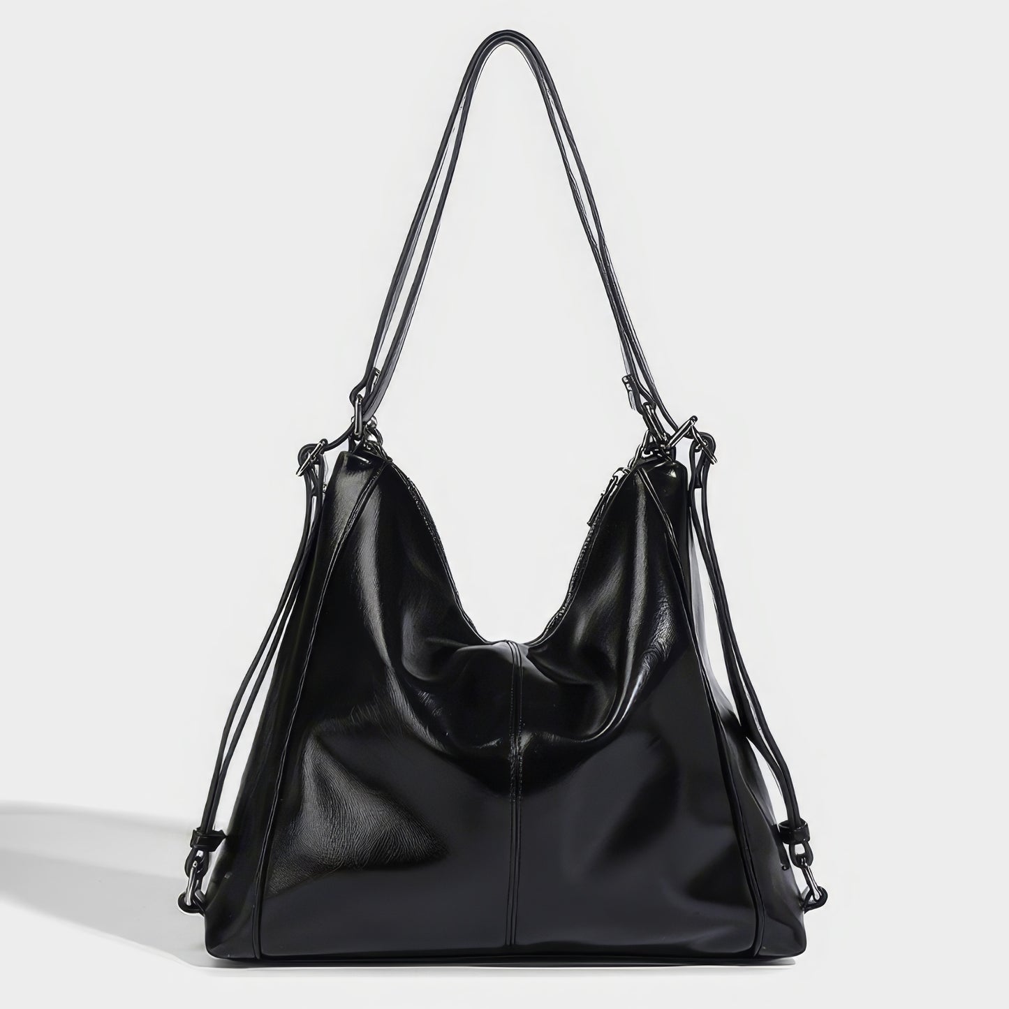 Chain Detail Soft Leather Shoulder Bag