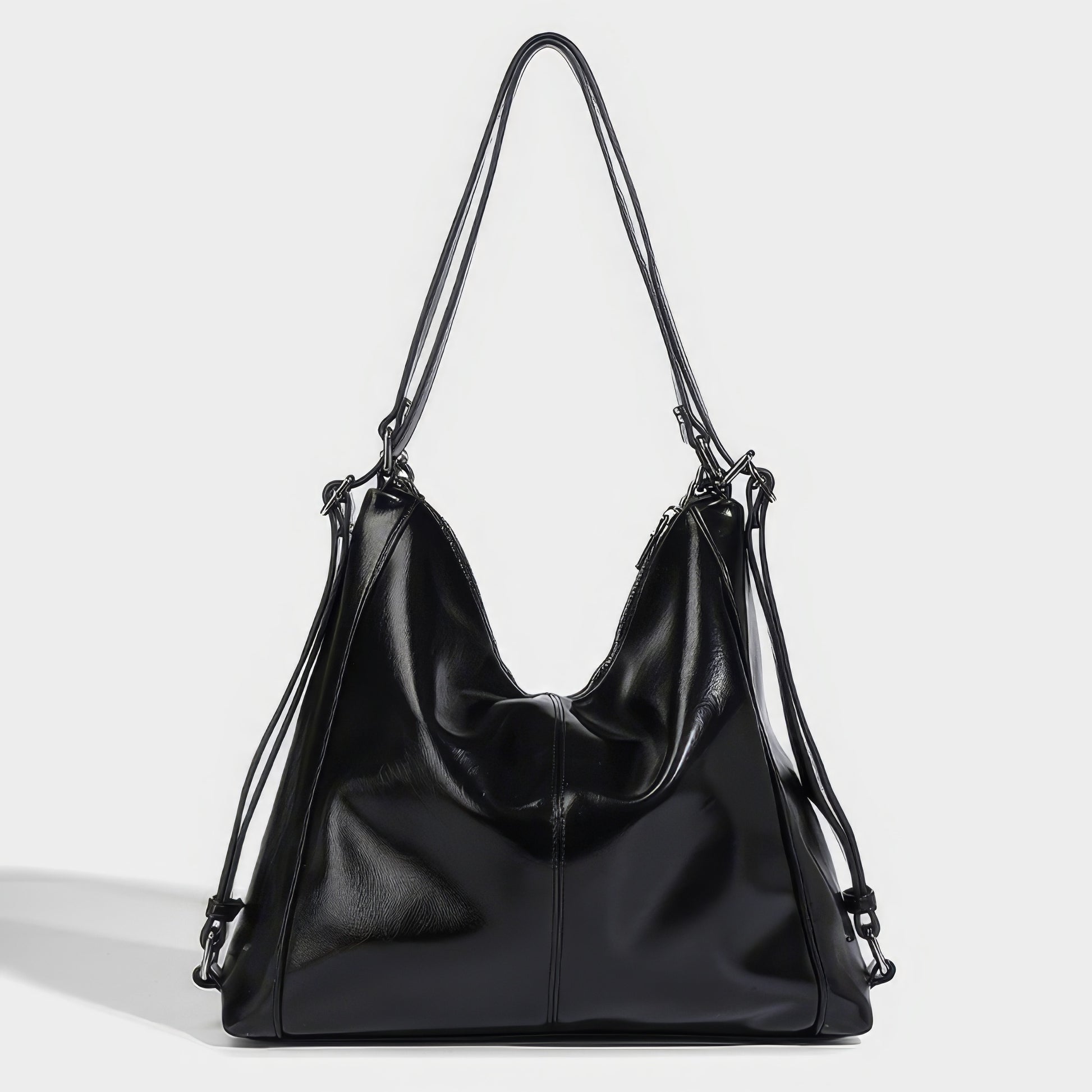 Chain Detail Soft Leather Shoulder Bag