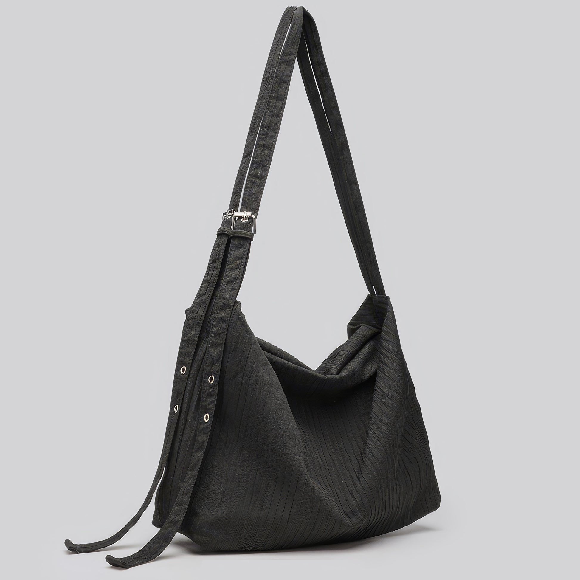 Pleated Fabric Buckle Strap Shoulder Bag