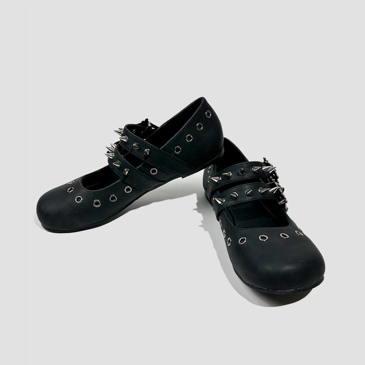 Black Spiked Buckle Mary Janes