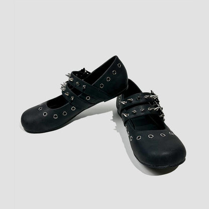 Black Spiked Buckle Mary Janes