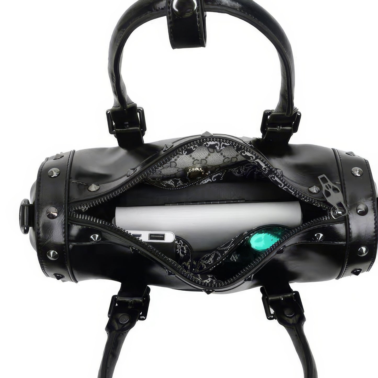 3D Skull Embossed Barrel Shoulder Bag