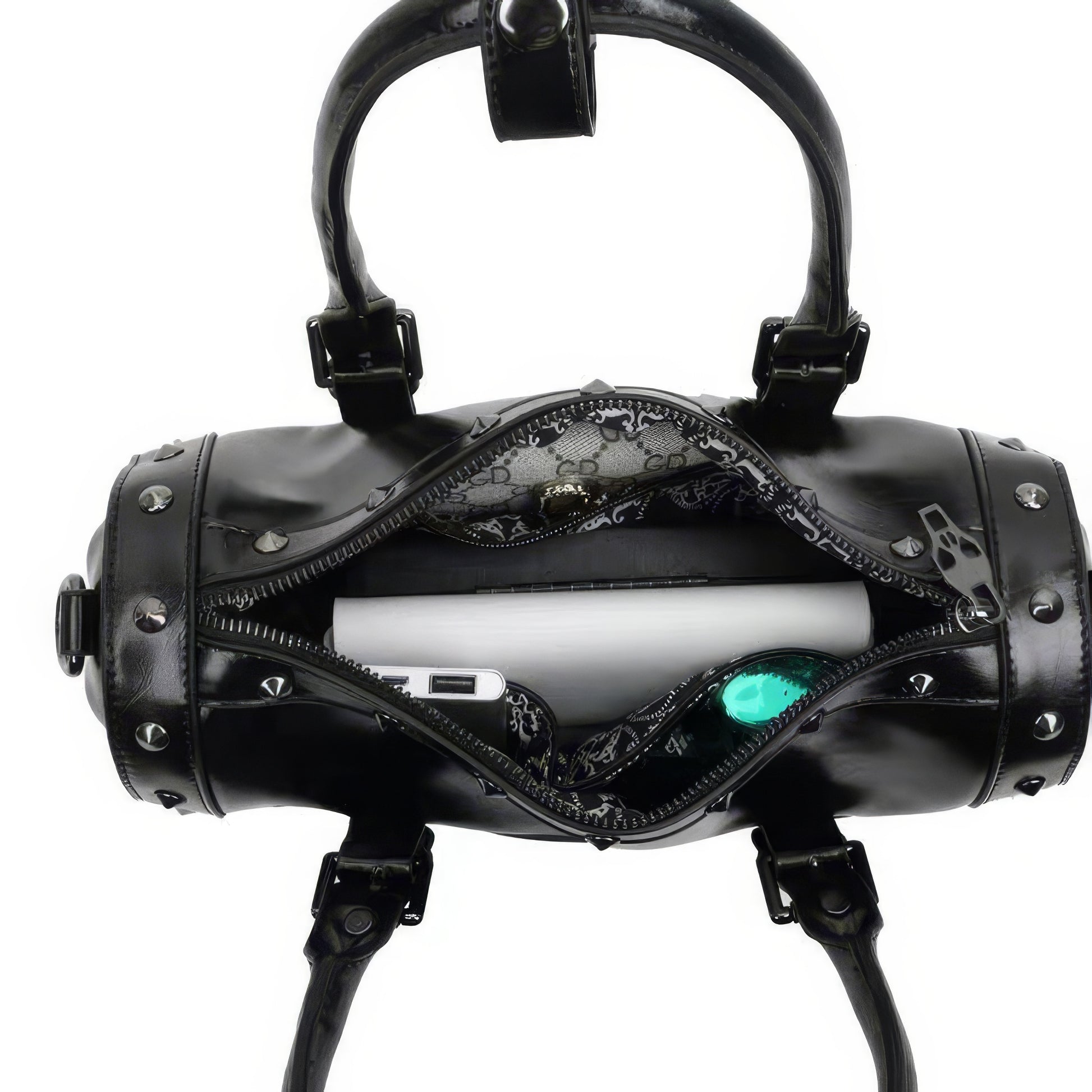 3D Skull Embossed Barrel Shoulder Bag
