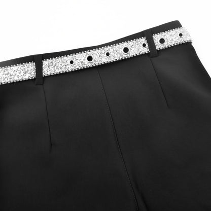 Rhinestone Western Black Shorts