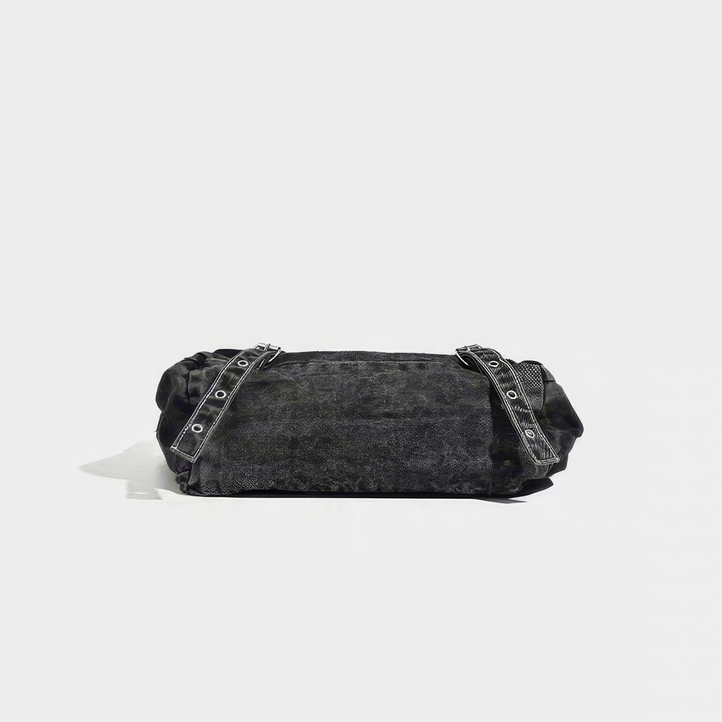 Washed Black Stitch Detail Shoulder Bag